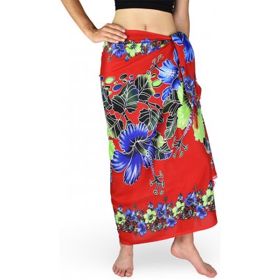 Sarong Pareo REN multicolor ibišek červená – Zboží Dáma