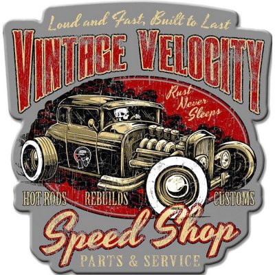 Nástěnná kovová cedule Vintage Velocity – 49x1x50 cm – Zboží Dáma