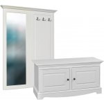 Massivo.cz Věšáková stěna Belluno Elegante se zrcadlem a komodou, bílá, masiv, borovice – Zboží Dáma