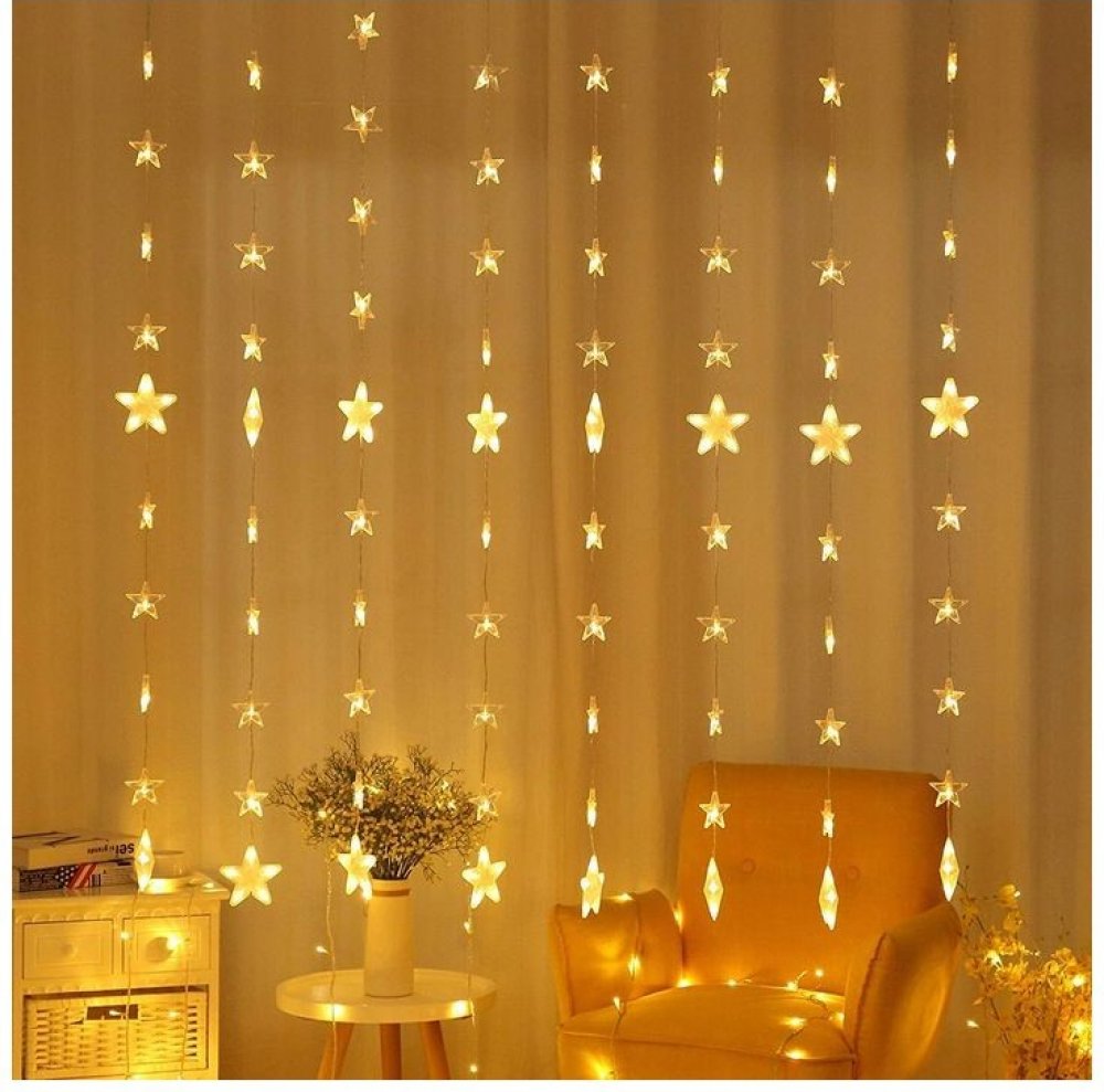 SPRINGOS LED světelný závěs Hvězdy - 2x1,6m, 180LED, IP44, teplá bílá,  flash | Srovnanicen.cz