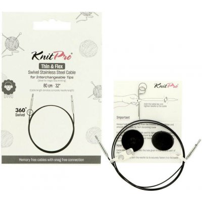 Knitpro Thin & Flex otočná černá lanka na jehlice 56 cm – Zboží Dáma