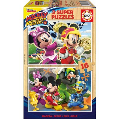 Educa dřevěné pro děti Mickey and the Roadster Racers 17622 2 x 16 dílků – Hledejceny.cz