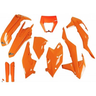 UFO kompletní sada plastů (FULL KIT) s kryty tlumičů KTM EXC/EXC-F TPI 17-19 s krytem světla barva oranžová (KT523E127) – Hledejceny.cz