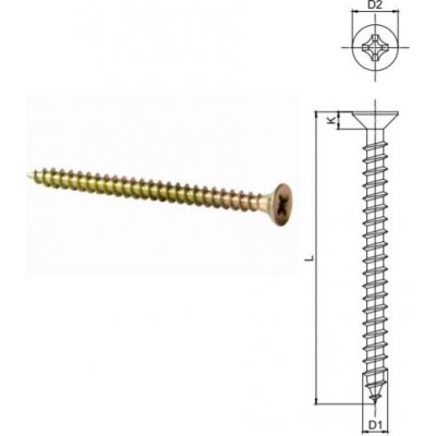 KOŇAŘÍK 82145060 - Vrut do dřeva,zapuštěná hlava, 4,5x60mm ZH PZ ZZ , balení 200 ks – Zboží Mobilmania