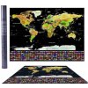 KIK Stírací mapa světa s vlajkami Deluxe 42x30cm černá