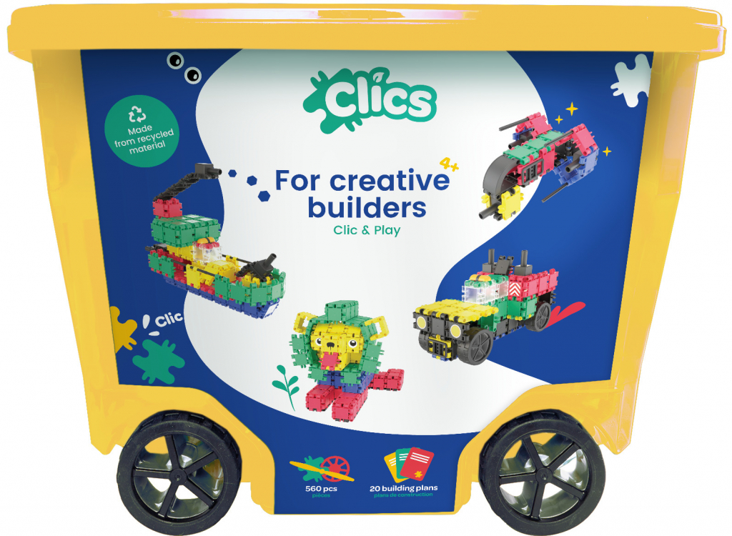 Clics Toys Ekologická stavebnice Rollerbox 560 ks