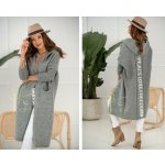 Fashionweek Dlouhý kardigan oversize s kapuci a kapsami LOVE PEACE šedý – Zboží Dáma
