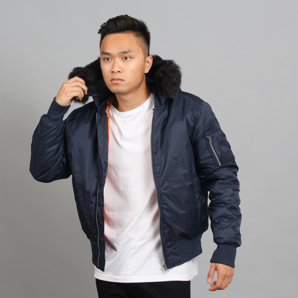 Urban Classics Hooded Basic Bomber jacket navy