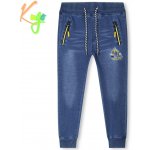 Kugo FK0279 Chlapecké riflové kalhoty modrá žlutá aplikace modrá – Zboží Dáma