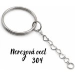 Kroužek na klíče s řetízkem, nerezová ocel, 25mm – Hledejceny.cz