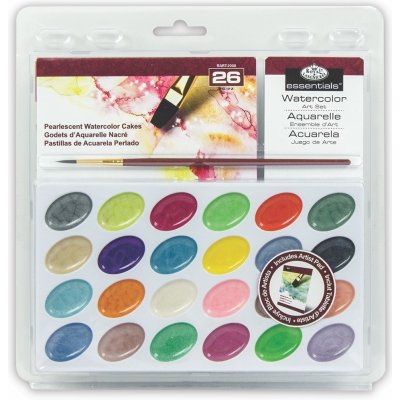 ROYAL & LANGNICKEL Akvarelové barvy perleťové 24 ks + štětec a blok akvarelových papírů – Hledejceny.cz