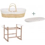 Ahojbaby sada Mojžíšův košík pro miminko Corn s houpacím stojanem natural, bílým potahem – Zbozi.Blesk.cz