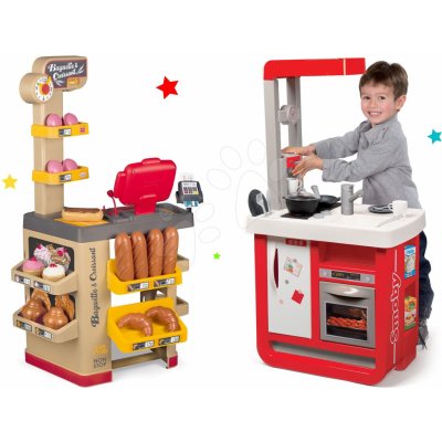 Smoby Set kuchyňka elektronická Bon Appetit s kávovarem a pekárna s koláči Baguette&Croissant Bakery – Hledejceny.cz