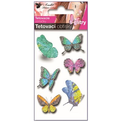 Anděl Tetovací obtisky motýli zelení s glitry 10,5 x 6 cm 16059 – Zboží Dáma