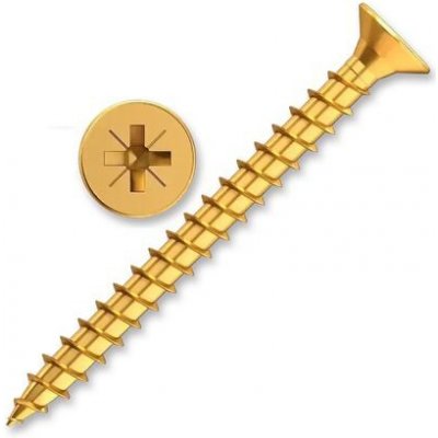 Vrut do dřeva univerzální, 5x50 mm, PZ2, záp. hl., žl. Zn, celozávit – Zboží Mobilmania