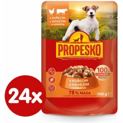 Propesko Adult s kuřecím a hovězím v omáčce 24 x 100 g