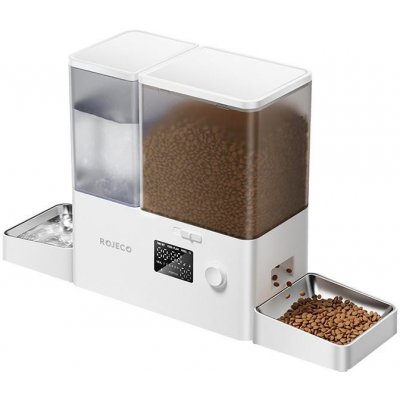 Rojeco 2 v 1 Fontána na vodu pro domácí mazlíčky 3,5 l a krmítko 5 l Button Verson – Zboží Dáma