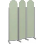 Atmosfere ROUND 119 dřevěný 3-dílný paraván mobilní výška 1900 mm rám šedá výplň šedo-zelinkavá – Sleviste.cz