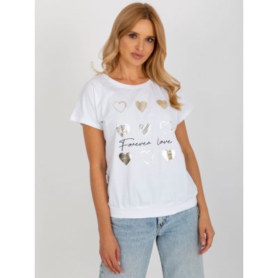 RUE PARIS tričko se zlatými srdíčky rv-bz-8954.26p white – Zboží Mobilmania