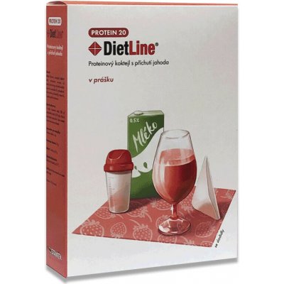 DietLine PROTEIN 20 proteinový koktejl s příchutí jahoda 3 x 25 g – Sleviste.cz