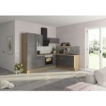 Optifit rohová kuchyně Jonte984 270 cm barva čela antracit lesklá barva korpusu divoký dub – Hledejceny.cz