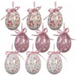 Clayre & Eef 9ks dekorace bílo-růžové závěsné vajíčko s květy Spring Egg - Ø 5*8 cm – Hledejceny.cz