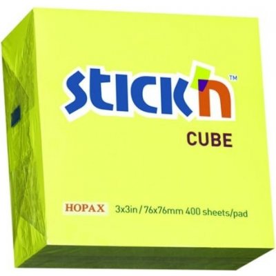 Kostka samolepicí Stick´n 76x76 mm, neonová žlutá, 400 lístků – Hledejceny.cz
