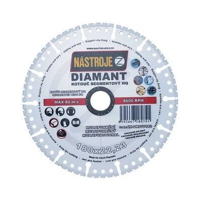 Nástroje cz Kotouč diamantový segmentový 180 x 3,0 x 22,2 mm IM-DK-VU180 – Sleviste.cz