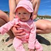 Kojenecká čepice Geggamoja Dětský UV klobouk s kšiltem proti slunci růžový