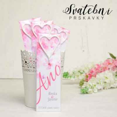 Svatební oznámení | prskavky | bílé srdíčko | růžové – Sleviste.cz