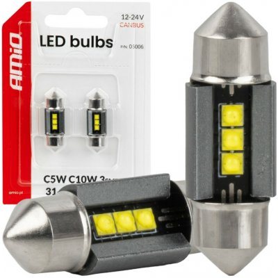 AMIO LED žárovky sufit 31mm C5W C10 bílá, 3SMD 2525 12/24V – Hledejceny.cz