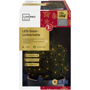 LIVARNO home Solární světelný LED řetěz 100 LED teplá bílá