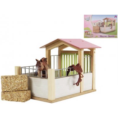 KIDS GLOBE Mini stáj box pro koně DŘEVĚNÁ STAVEBNICE 610206 1:24 – Zboží Mobilmania