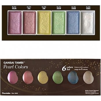 Kuretake Akvarelové barvy Gansai Tambi Pearl Colors sada 6 ks
