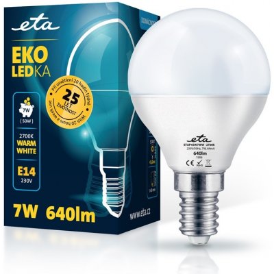 ETA ACC žárovka LED ETA EKO LEDka mini globe 7W, E14, teplá bílá – Zboží Mobilmania