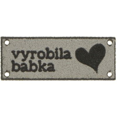 Štítek Vyrobila Babka šedý 3,2 x 1,1 cm – Zboží Dáma