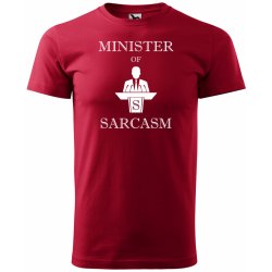 Sablio tričko s potiskem Minister of sarcasm červené