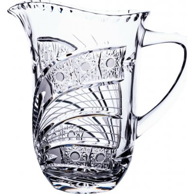 Bohemia Crystal Skleněný džbán s uchem na vodu či pivo brus Kometa 1300ml – Zboží Dáma