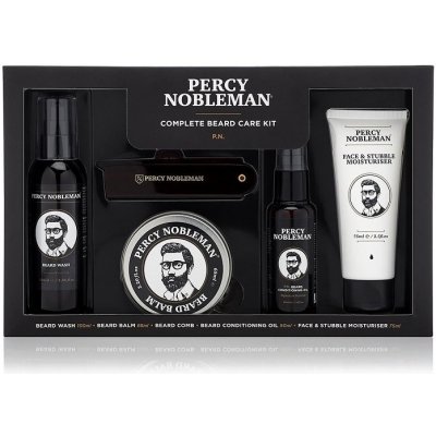 Percy Nobleman Face & Stubble čisticí gel na obličej a vousy 75 ml + hydratační krém na obličej a vousy 75 ml + ručník na obličej dárková sada – Zboží Mobilmania