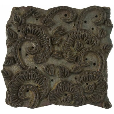 Sanu Babu Antik dřevěná raznice na tisk přehozů s indickým motivem 15 x 8 x 15 cm (XB) – Zboží Dáma