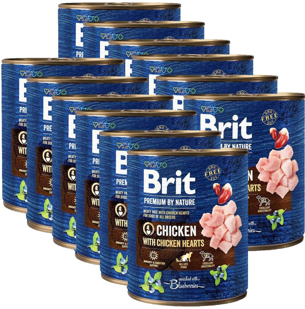 Brit Premium by Nature Dog Chicken With Chicken Hearts 12 x 800 g