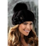 Zimní baret s bambulí a mašlí W-0707/018 černý – Hledejceny.cz