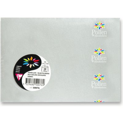 Obálka Clairefontaine zlatá, stříbrná, C6, samolepicí, 20 ks - stříbrná – Zboží Živě