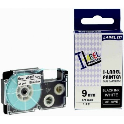 Kompatibilní páska s Casio XR-9WE1, 9mm x 8m černý tisk / bílý podklad