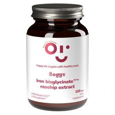 Beggs Iron bisglycinate 20 mg, rosehip extract 100 kapslí – Zboží Mobilmania