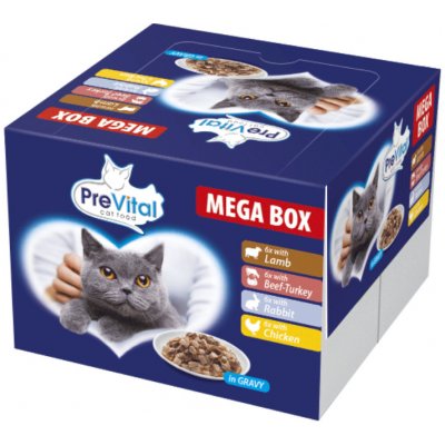 PreVital Mega Box mokré pro kočky 24 x 100 g – Hledejceny.cz