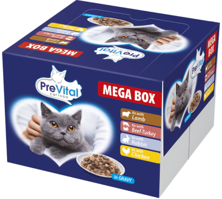 PreVital Mega Box mokré pro kočky 24 x 100 g