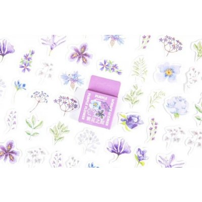 Samolepky Květiny v modro fialkových tónech 46ks – Zboží Mobilmania