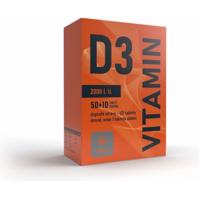 Lilea Vitamin D3 2000 I.U. 50+10 table – Zboží Mobilmania