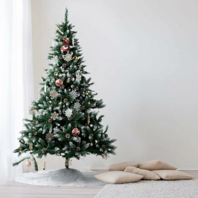 GIGALUMI zasněžený umělý vánoční stromek 150 cm, 760 špiček, s šiškami – Hledejceny.cz